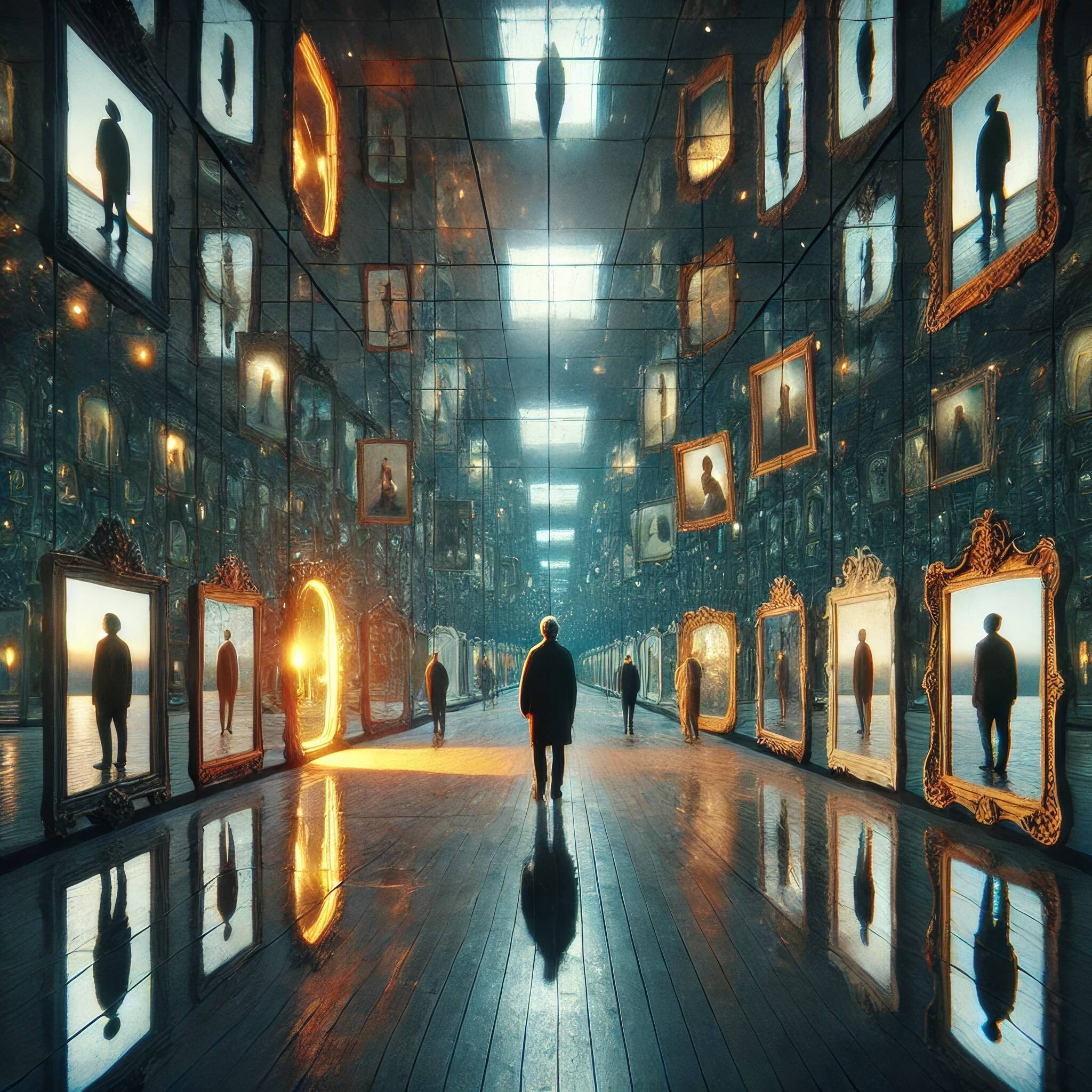 Echo of The Reflection That Was Never Cast — a hall of mirrors showing alternates